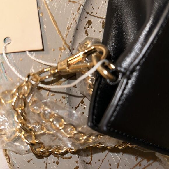 Hanna Grace Black Gold Hardware Studded Chain Strap Small Crossbody Purse - Picture 4 of 6